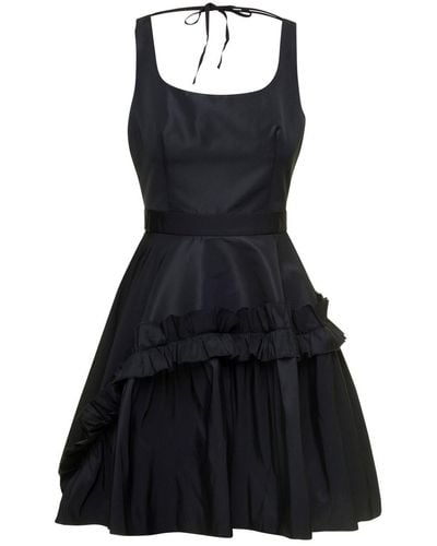 Alexander McQueen Mini Dress With Oversize Ruche - Black