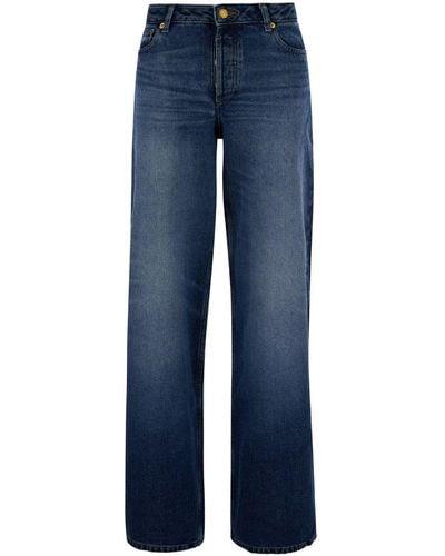 A.P.C. 'Elisabeth' Straight Jeans With Branded Button - Blue