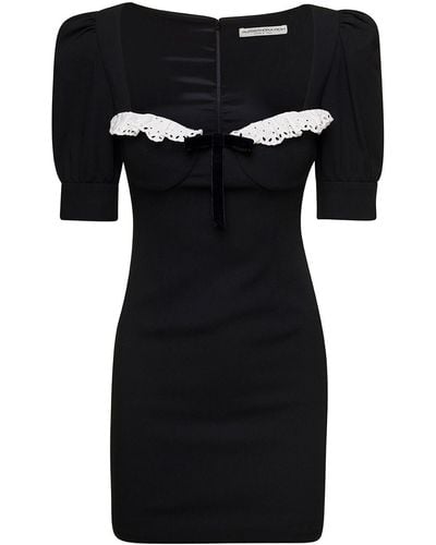 Alessandra Rich Mini Dress With Lace - Black