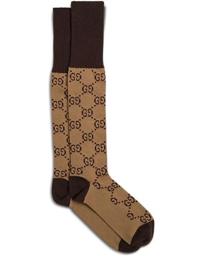 Gucci GG Pattern Cotton Blend Socks - Brown