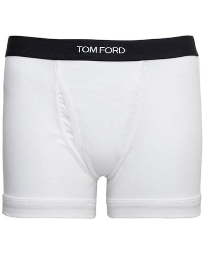 Tom Ford Cotton Boxer With Logo - Blue