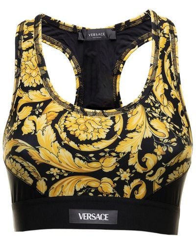 Versace Top in tessuto tecnico stampa barocco donna - Nero