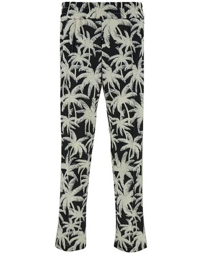 Palm Angels And Trousers With All-Over Palm Print - Black
