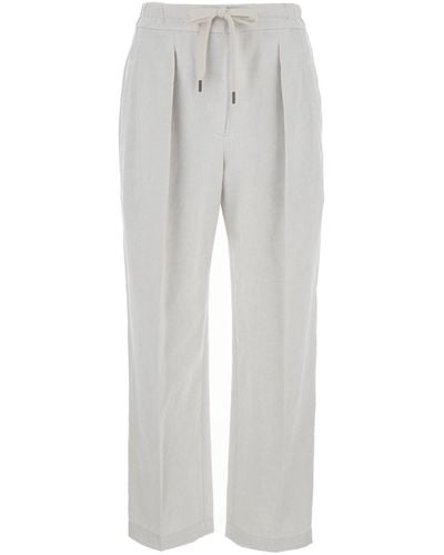 Brunello Cucinelli Relaxed Pants With Drawstring - Gray