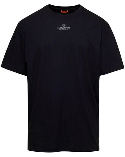 Parajumpers T-Shirt Girocollo Con Stampa A Contrasto - Nero