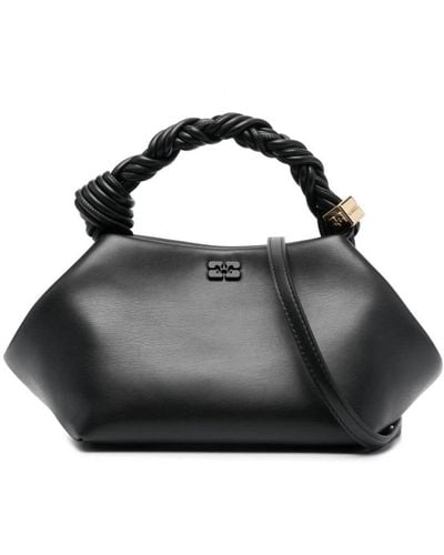 Ganni ' Bou' Handbag With Butterfly Logo And Hand-Braided S - Black