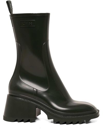 Chloé Rubber Rain Boots With Logo - Green