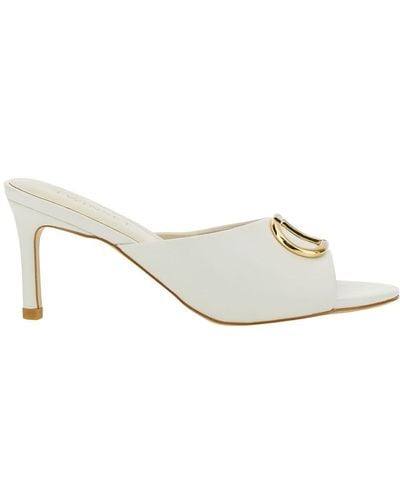 Twin Set Mules With Oval T Detail - White