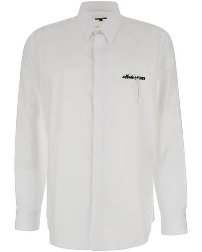Fendi Lettering Embroidered Shirt - White
