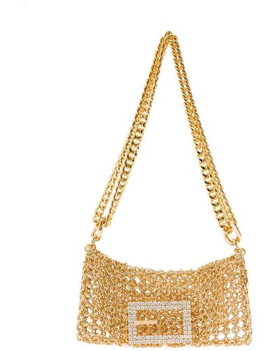 Silvia Gnecchi Baby girl medium bag maglia metallica con fibbia in cristalli color oro in orttone donna - Metallizzato