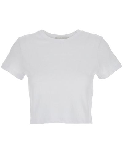 DUNST T-Shirt Crop Girocollo - Bianco