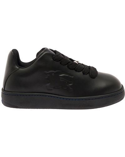 Burberry Low Top Trainers With Equestrian Knight Embossed - Black
