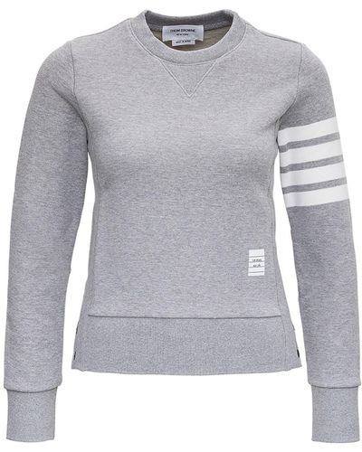 Thom Browne Jersey Sweatshirt With 4Bar Detail - Grey