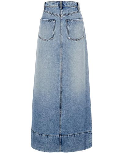 Sportmax Maxi Light Skirt With Reversed Front And Rear - Blue