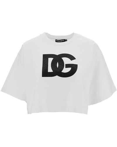 Dolce & Gabbana T-shirt crop con stampa - Bianco