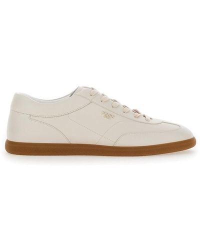 Fendi Low Top Sneakers With Lettering - White