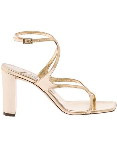 Jimmy Choo 'Azie' -Tone Low Top Sandals With Squared Toe - Natural