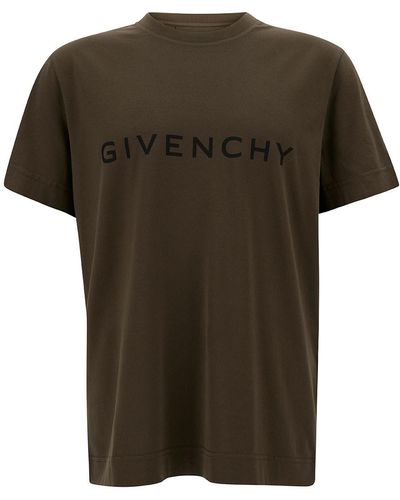 Givenchy Dark T-Shirt With Contrasting Lettering - Green