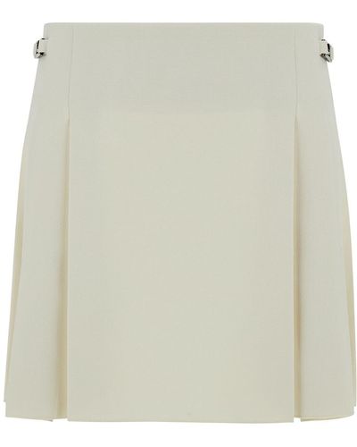 Low Classic Pleated Mini-Skirt - Natural