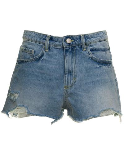 ICON DENIM Sam Denim Shorts With Ripped Details - Blue