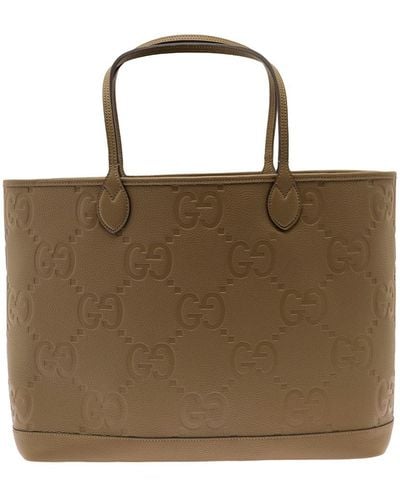Gucci 'Jumbo' Handbag With All-Over Logo - Brown