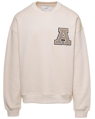Axel Arigato 'team' Beige Sweatshirt With Front Logo Patch In Cotton Man - White