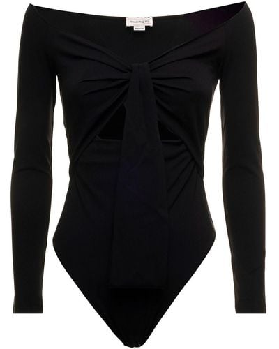 Alexander McQueen Stretch Fabric Body With Cut Out Inserts Alexa - Black