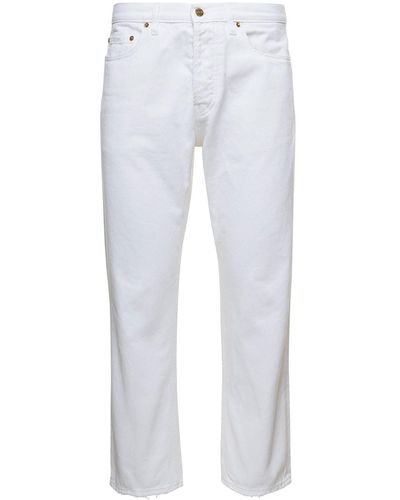Golden Goose Jeans Straight Effetto Vissuto Denim - Bianco
