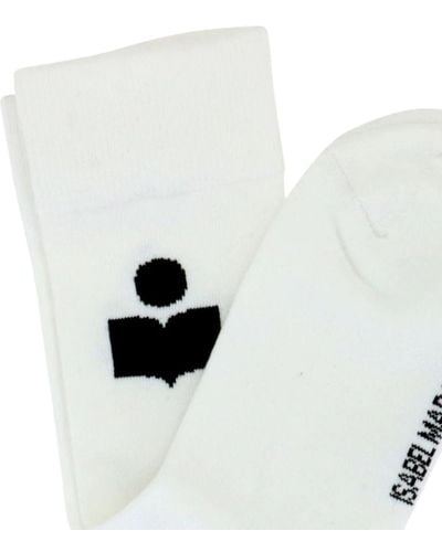 Isabel Marant Siloki Terry Cloth Socks With Contrasting Logo Woman - White