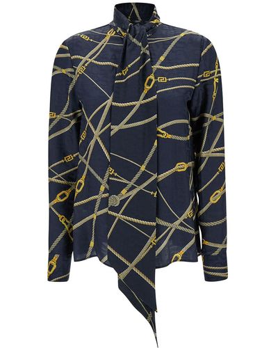Versace Shirt With Scarf And Barocco Motif - Blue