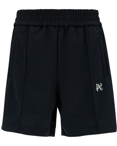 Palm Angels Bermuda Shorts With Logo Embroidery And Contrasting - Black