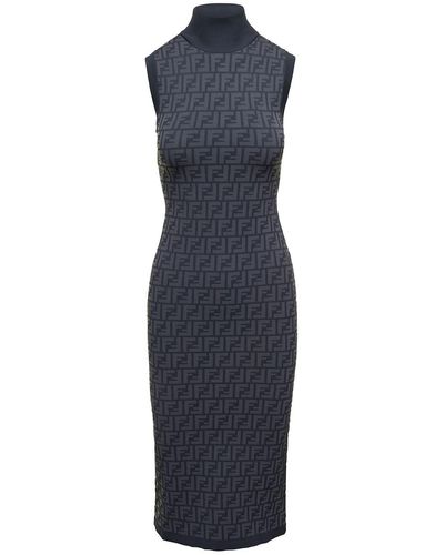 Fendi Jacquard Knit Dress - Blue