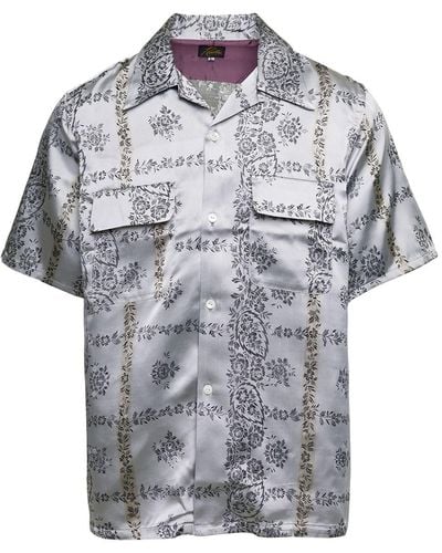Needles Bowling Shirt With All-Over Floreal Print - Gray