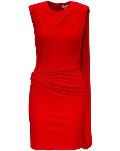 Alexander McQueen Dress With Asymmetrical Draping - Red