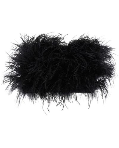 Liu Jo Cropped Top With Feathers - Black