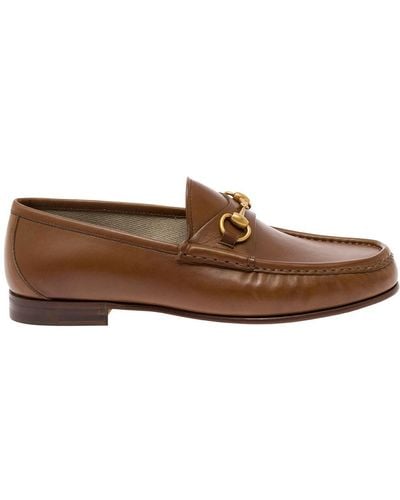 Gucci Loafers With Horsebit Detail In Smooth Leather - Brown