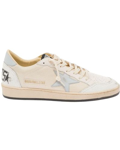 Golden Goose 'Ball-Star' Vintage Low Top Trainers With Logo - Natural