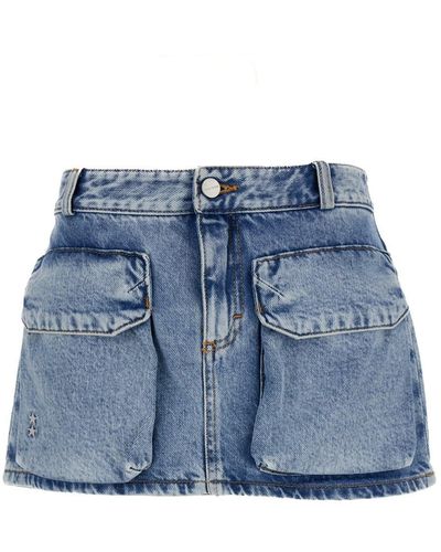 ICON DENIM 'Gio' Mini Skirt With Patch Pockets - Blue