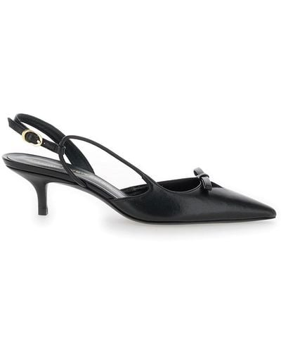 Stuart Weitzman 'Tully' Slingback Court Shoes With Bow Detail - Black