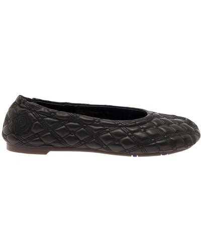 Burberry Ballet Flats With Equestrian Knight Embroidery - Black