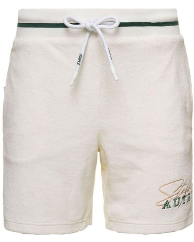 Autry Bermuda Shorts With Drawstring And Staple X Logo Detail - Natural