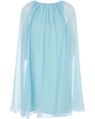 Max Mara Mini Light Dress With Drawstring - Blue