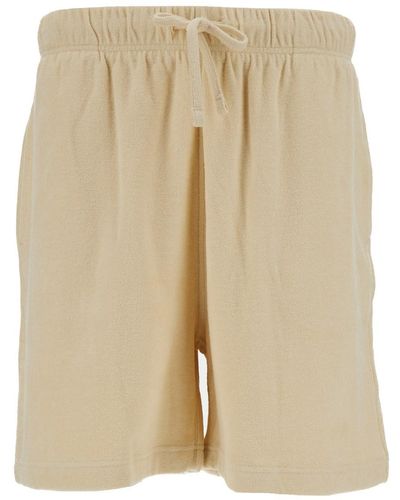 Burberry Bermuda Shorts With Equestrain Knight Print - Natural