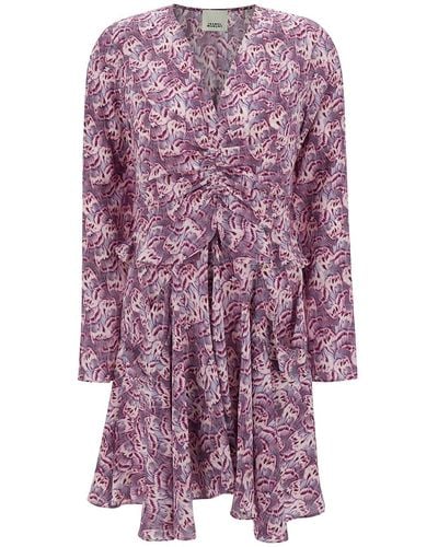 Isabel Marant Usmara Stretch Silk Mini Dress - Purple