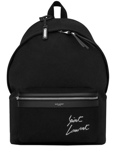 Saint Laurent 'City' Backpack With Logo Lettering Detail - Black