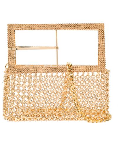 Silvia Gnecchi Borsa a spalla 'downtown bag' con maxi fibbia in maglia metallica di ottone color oro - Neutro