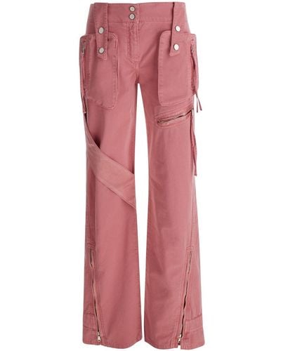 Blumarine Cargo Trousers With Satin Inserts - Pink