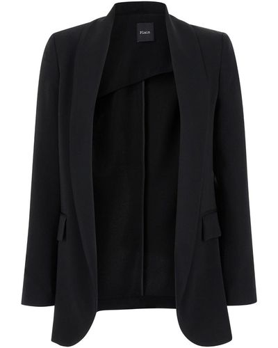 Plain Open Jacket - Black