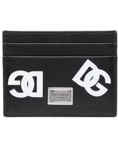 Dolce & Gabbana Black & White Dg Grained Calfskin Cardholder