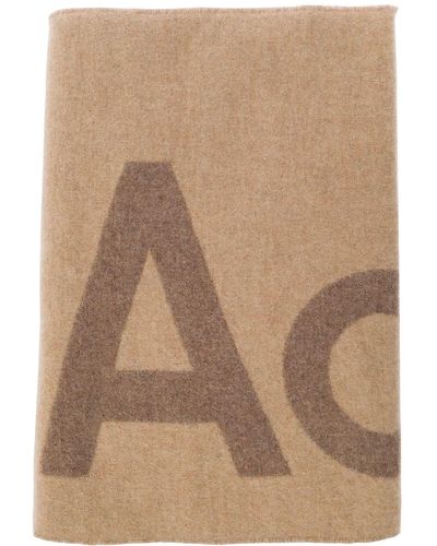 Acne Studios Scarf With Logo Lettering Detail - Brown